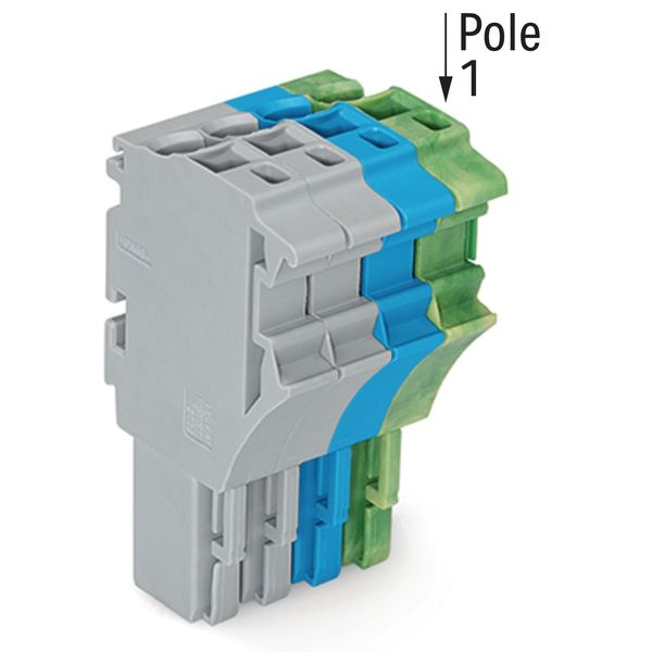 1-conductor female connector Push-in CAGE CLAMP® 4 mm² gray/blue/green image 2