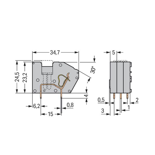 Stackable PCB terminal block with commoning option 2.5 mm² gray image 3