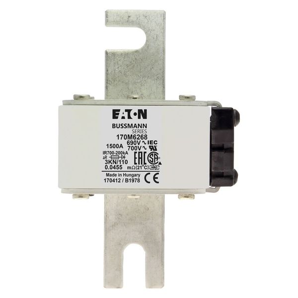 Fuse-link, high speed, 1500 A, AC 690 V, DIN 3, 76 x 92 x 139 mm, aR, DIN, IEC, single indicator image 17