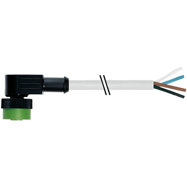 MQ12 female 90° A-cod. with cable PUR 4x0.34 gy UL/CSA+drag ch. 5m image 1