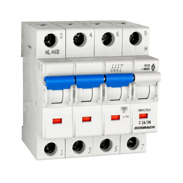 Miniature Circuit Breaker (MCB) C, 16A, 3+N, 4.5KA image 1