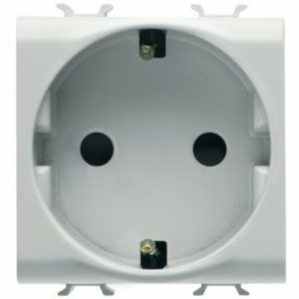 GERMAN STANDARD SOCKET-OUTLET 250V ac - FRONT TIGHTENING TERMINALS - 2P+E 16A - 2 MODULES - SATIN WHITE - CHORUSMART image 1