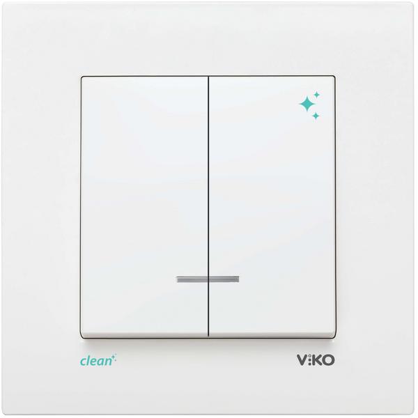 Karre Clean White (Quick Connection) Illuminated Two Gang Switch image 1