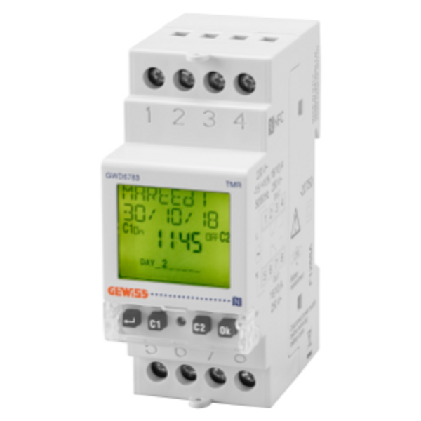 WEEKLY TIME SWITCH - CHARGE RESERVE 5 YEARS - 2 CHANGEOVER CONTACTS - 2 MODULES image 1