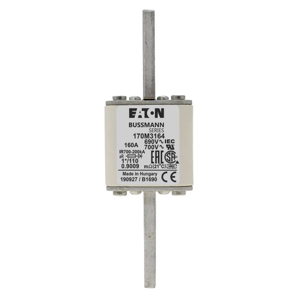 Fuse-link, high speed, 160 A, AC 690 V, compact size 1, 45 x 45 x 134 mm, aR, DIN, IEC, single indicator image 13