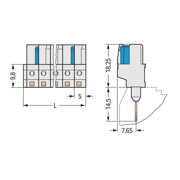 Female connector for rail-mount terminal blocks 0.6 x 1 mm pins straig image 3