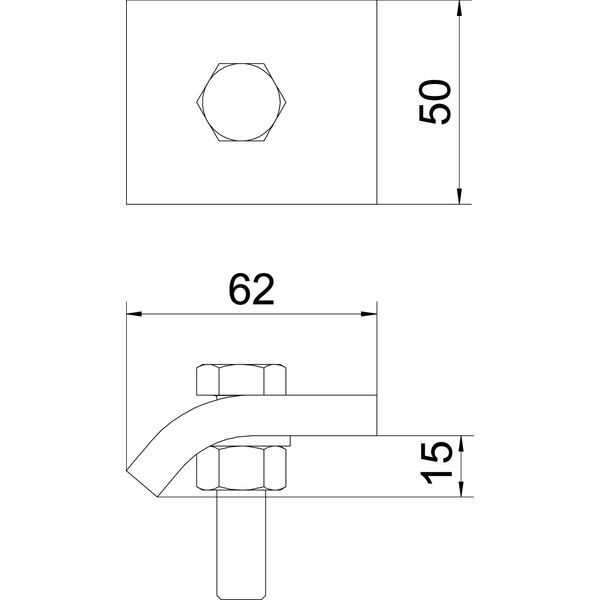 KWS 15 FT Clamping profile with hexagon screw, h = 15 mm 60x50 image 2