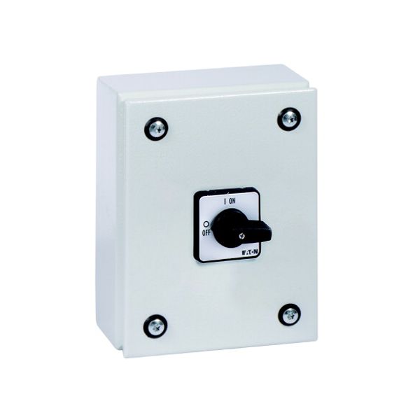 On-Off switch, P3, 100 A, 3 pole + N, surface mounting, with black thumb grip and front plate, in steel enclosure image 4