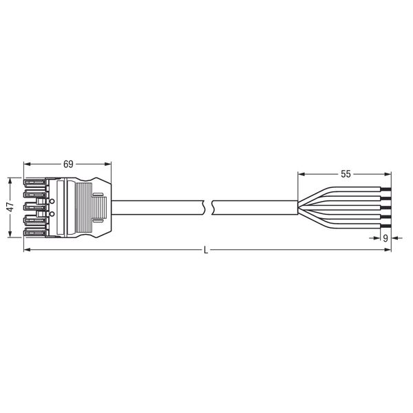 pre-assembled connecting cable;Eca;Socket/open-ended;blue image 3