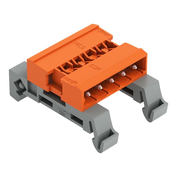 Double pin header DIN-35 rail mounting 5-pole orange image 1