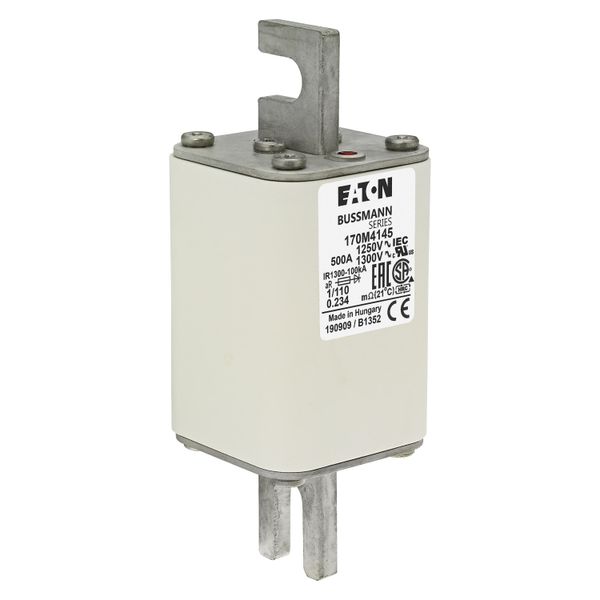 Fuse-link, high speed, 500 A, AC 1250 V, size 1, 53 x 66 x 138 mm, aR, DIN, IEC, single indicator image 9