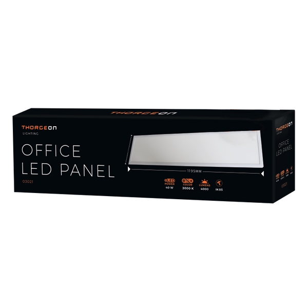 Office LED Panel 40W 3000K 4000Lm 1195x295x9mm THORGEON image 2