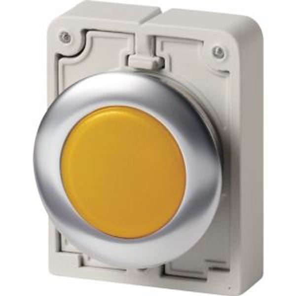 Indicator light, RMQ-Titan, flat, yellow, Front ring stainless steel image 1