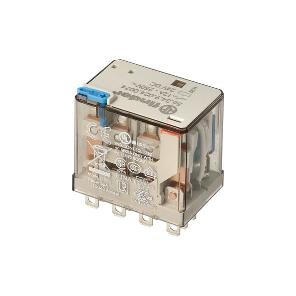 Miniature power Rel. 4CO 12A/24VDC/Agni/Test button/LED/Mech.ind. (56.34.9.024.0074) image 5