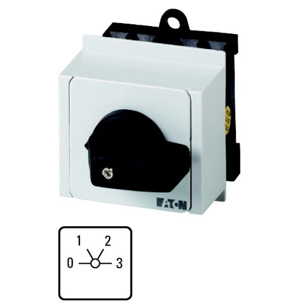 step switch for heating, T0, 20 A, service distribution board mounting, 2 contact unit(s), Contacts: 3, 60 °, maintained, With 0 (Off) position, 0-3, image 1