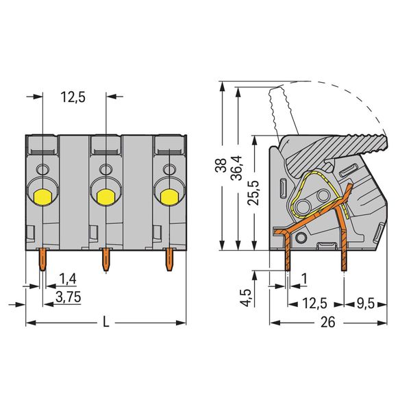 PCB terminal block lever 6 mm² gray image 4