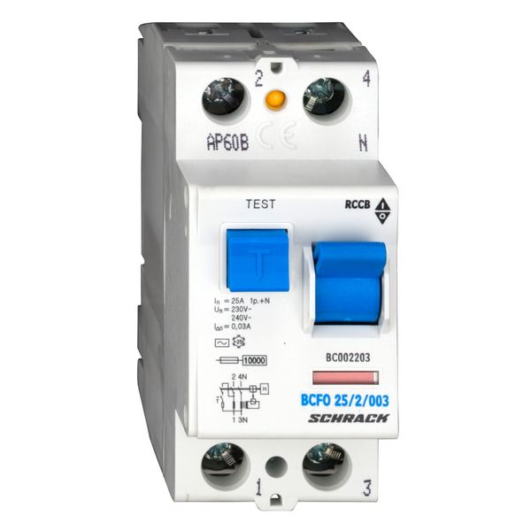 Residual current circuit breaker 25A, 2-pole, 30mA, type AC image 1
