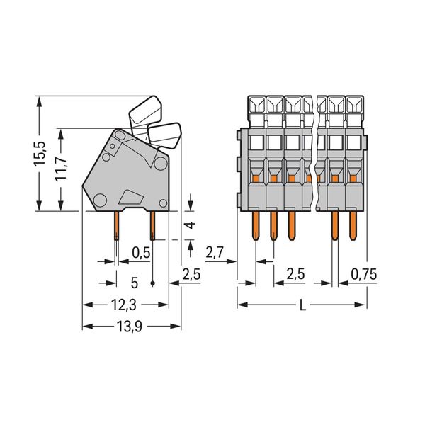 PCB terminal block push-button 0.5 mm² gray image 3