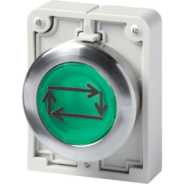 Illuminated pushbutton actuator, RMQ-Titan, Flat, momentary, green, inscribed, Metal bezel image 4