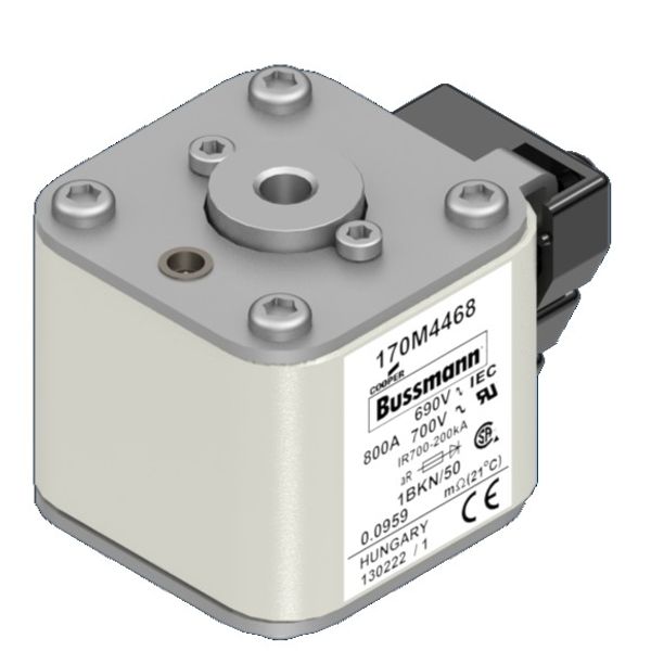 Fuse-link, high speed, 800 A, AC 690 V, size 1, 53 x 69 x 51 mm, aR, IEC, UL, type K indicator, flush end, M8 image 2