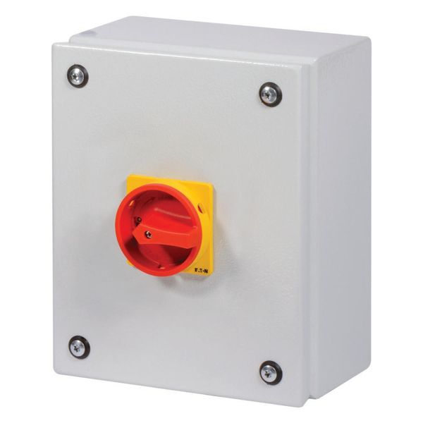 Main switch, T3, 32 A, surface mounting, 3 contact unit(s), 6 pole, Emergency switching off function, With red rotary handle and yellow locking ring, image 5