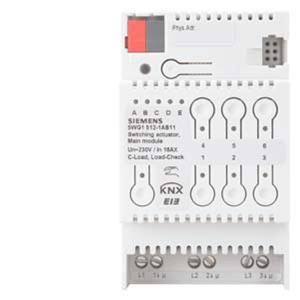 N 512/11 - KNX Switch actuator, main module, 3 x AC 230/400 V, 16 AX, C load, Load-check image 1