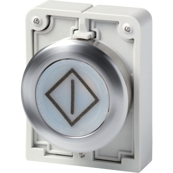 Illuminated pushbutton actuator, RMQ-Titan, flat, momentary, White, inscribed, Front ring stainless steel image 3