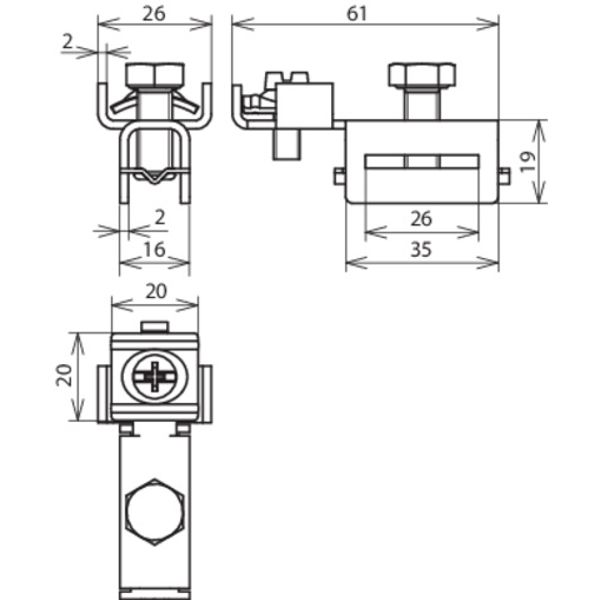 Grip head StSt for tensioning strap 25x0.3mm with terminal 2 x 4-25mm² image 2