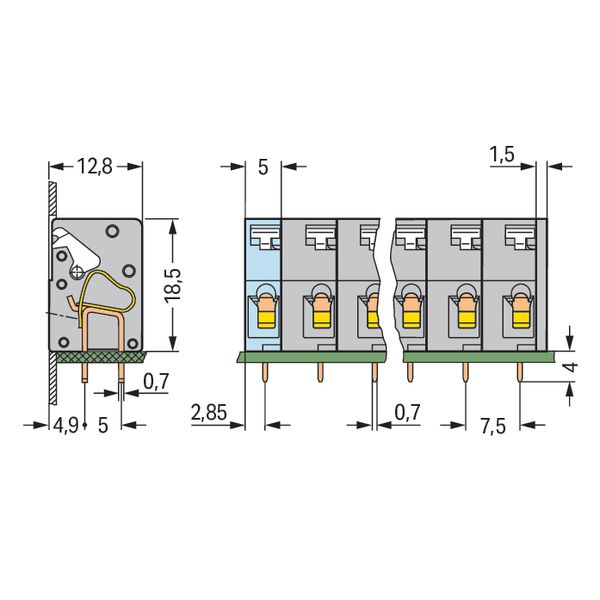 PCB terminal block push-button 2.5 mm² gray image 4