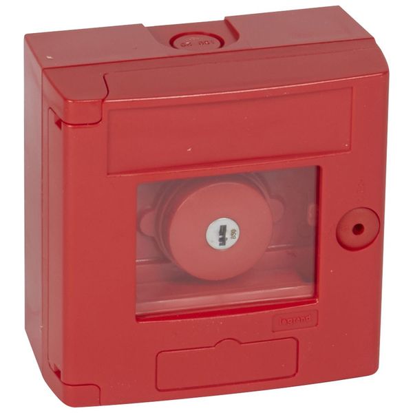 Break glass emergency box-mushroom head-surface mounting-IP 44-red box w/o LED image 1