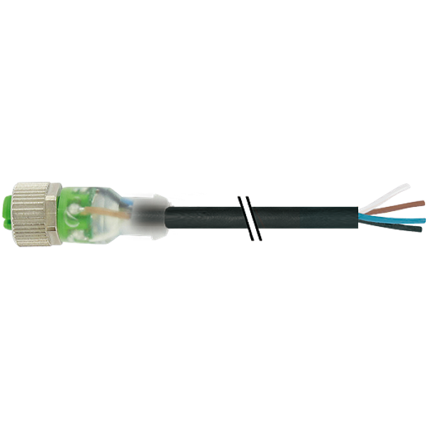 M12 female 0° A-cod. with cable 3LED PUR 4x0.34 bk UL/CSA+drag ch. 50m image 1