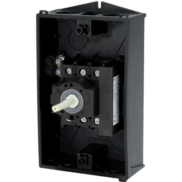 Main switch, P1, 32 A, surface mounting, 3 pole, 1 N/O, 1 N/C, STOP function, With black rotary handle and locking ring, Lockable in the 0 (Off) posit image 7