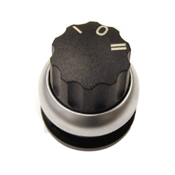 Knob switch, 3 pos. 40ø spring-return,`I/0/IIï, rotary head image 1