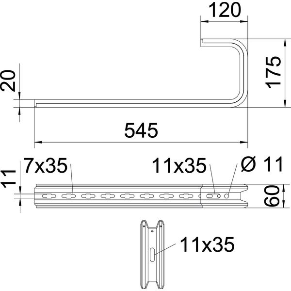 TPD 545 FS Wall and ceiling bracket TP profile B545mm image 2
