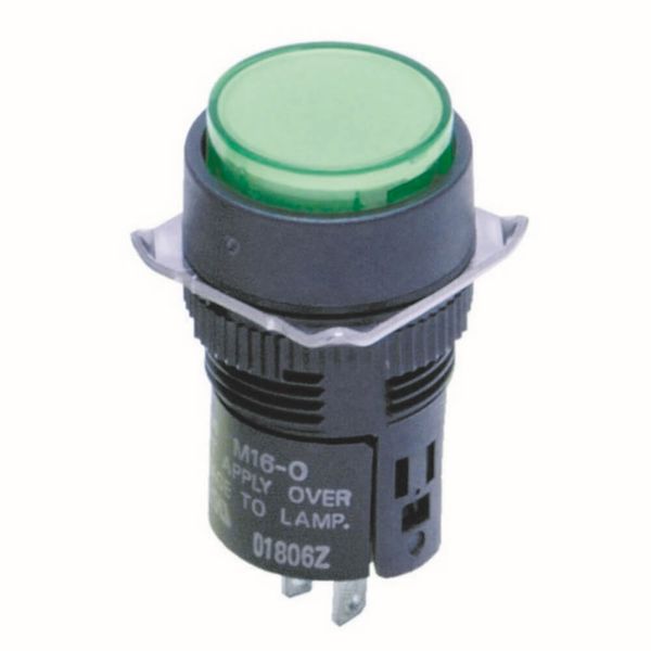 Indicator dia. 16 mm, round, green, LED 24 VAC/VDC, IP65, solder termi image 2