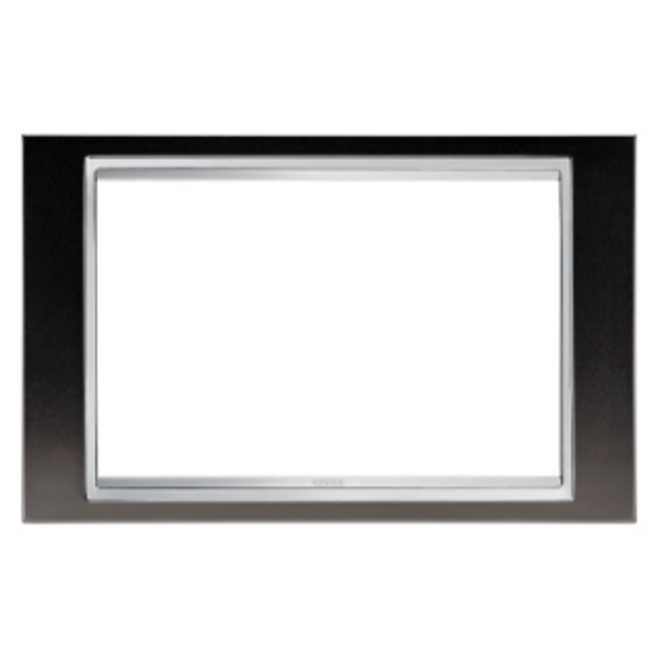 LUX PLATE - BRITISH STANDARD - METAL - 2 GANGS - BLACK ALUMINIUM - CHORUSMART image 1