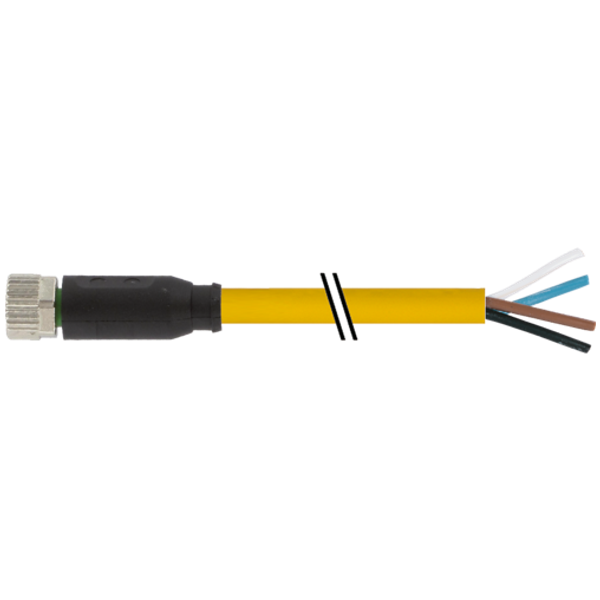 M8 female 0° A-cod. with cable PUR 4x0.25 ye UL/CSA 5m image 1