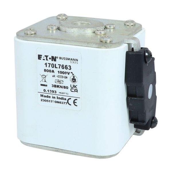 Fuse-link, high speed, 800 A, AC 1000 V, Size 3, 76 x 92 x 83 mm, aR, IEC, single indicator image 19