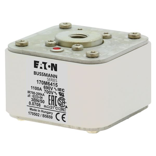 Fuse-link, high speed, 1100 A, AC 690 V, size 3, aR, IEC, UL, single indicator image 11