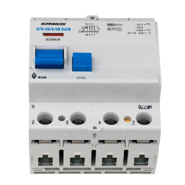 Residual current circuit breaker 80A, 4-p, 300mA, type S,A image 3