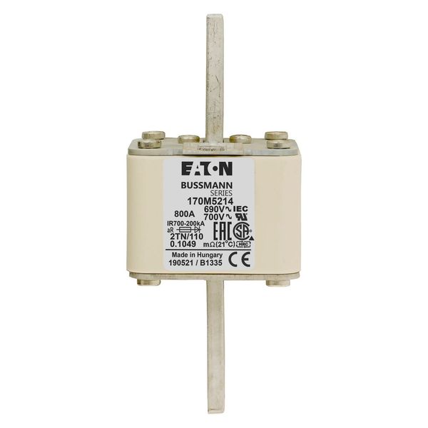 Fuse-link, high speed, 800 A, AC 690 V, DIN 2, 61 x 75 x 138 mm, aR, DIN, IEC, single indicator image 7