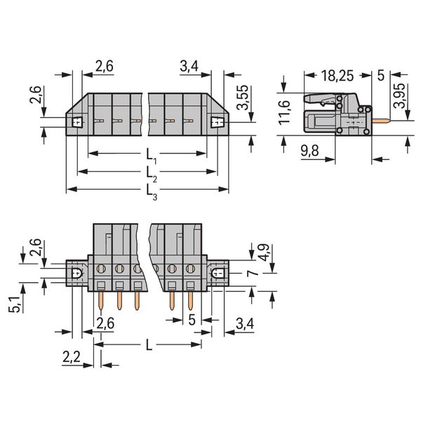 THT female header straight Pin spacing 5 mm gray image 2