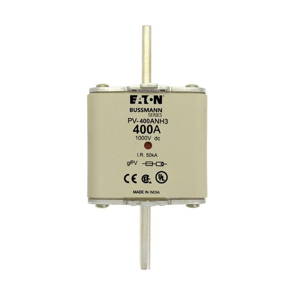 Fuse-link, high speed, 400 A, DC 1000 V, NH3, gPV, UL PV, UL, IEC, dual indicator image 12