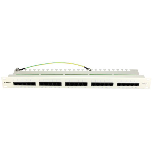 Patchpanel 25xRJ45 unshielded, ISDN, 19", 1U, RAL7035 image 1