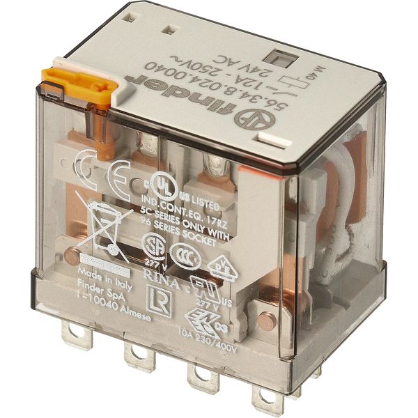 Miniature power Rel. 4CO 12A/24VAC/Agni/Test button/Mech.ind. (56.34.8.024.0040) image 3