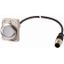 Pushbutton, Flat, maintained, 1 N/O, Cable (black) with M12A plug, 4 pole, 1 m, White, Blank, Metal bezel thumbnail 1