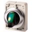 Illuminated selector switch actuator, RMQ-Titan, with thumb-grip, maintained, 2 positions, green, Front ring stainless steel thumbnail 1