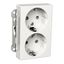 Exxact double socket-outlet centre-plate high two-circuits screwless white thumbnail 3