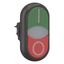 Double actuator pushbutton, RMQ-Titan, Actuators and indicator lights flush, momentary, White lens, green, red, inscribed, Bezel: black thumbnail 11