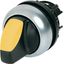 Illuminated selector switch actuator, RMQ-Titan, With thumb-grip, maintained, 2 positions, yellow, Bezel: titanium thumbnail 1